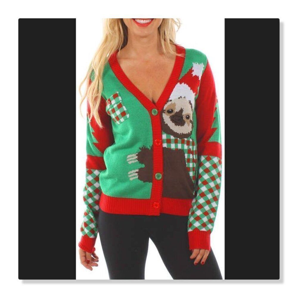 🎄TIPSY ELVES🎄 Cuddly Sloth V-Neck Cardigan - [Size Small]